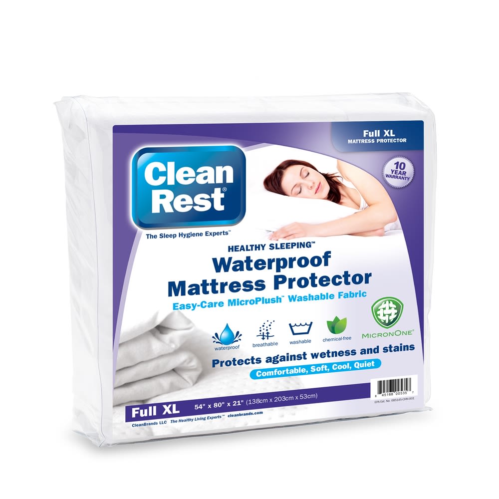 CleanRest Fitted Mattress Protector, 100% Polyester, Full XL, 54x80, Depth up to 21", White